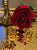 Chanel Vintage XL Interlocking CC Gold Earrings
