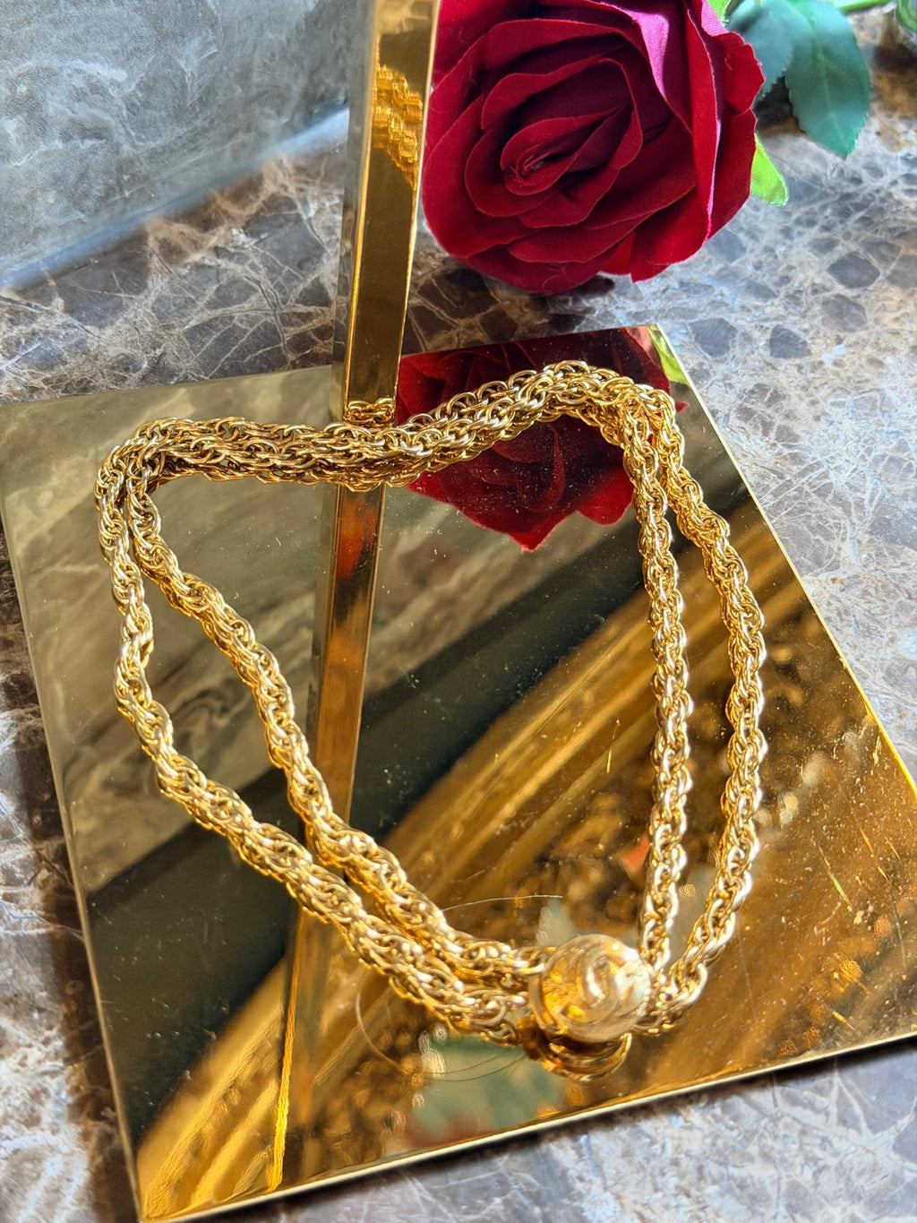 Chanel Vintage Coco Mark Long Chain/Choker Necklace