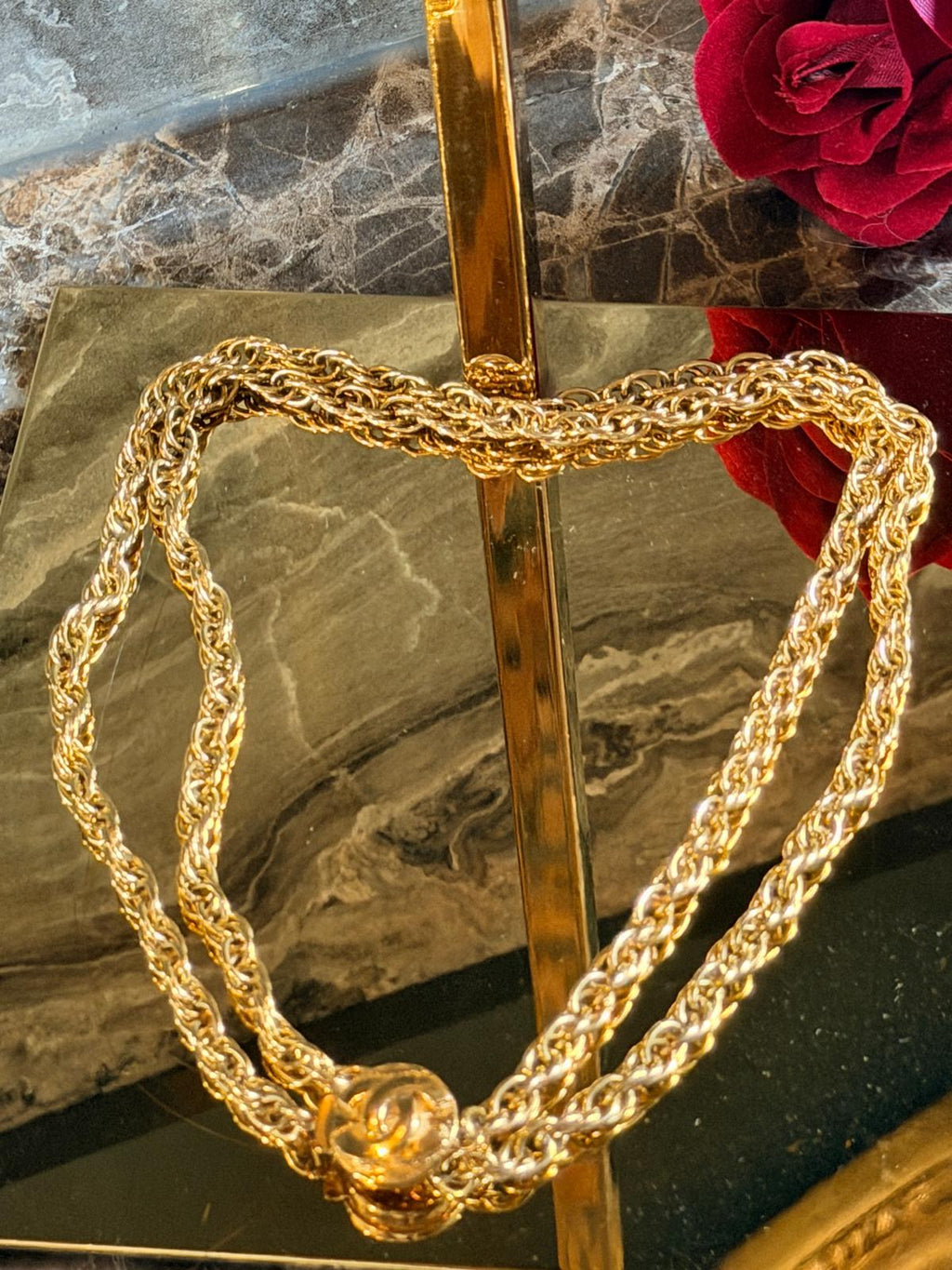 Chanel Vintage Coco Mark Long Chain/Choker Necklace