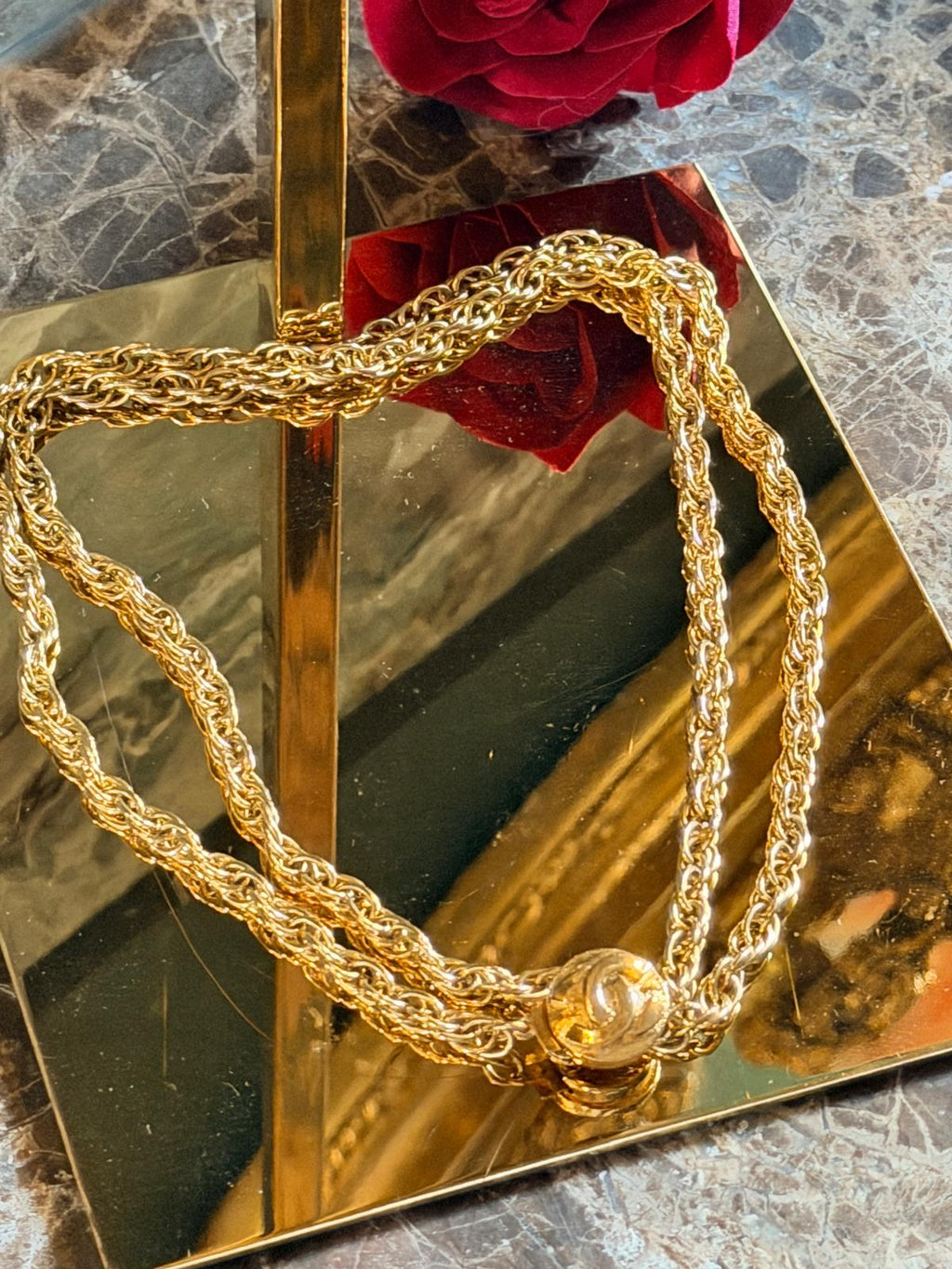 Chanel Vintage Coco Mark Long Chain/Choker Necklace