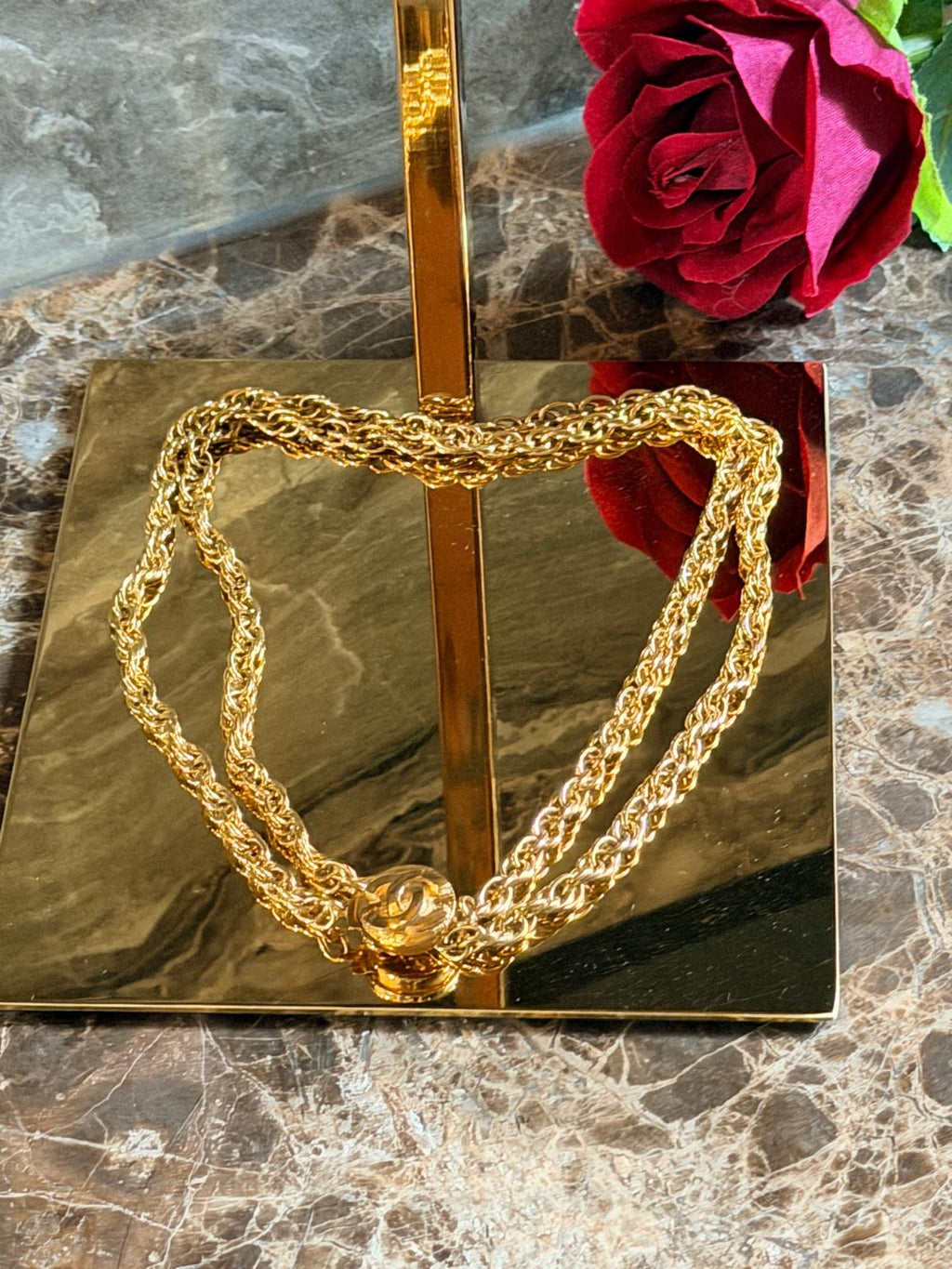 Chanel Vintage Coco Mark Long Chain/Choker Necklace
