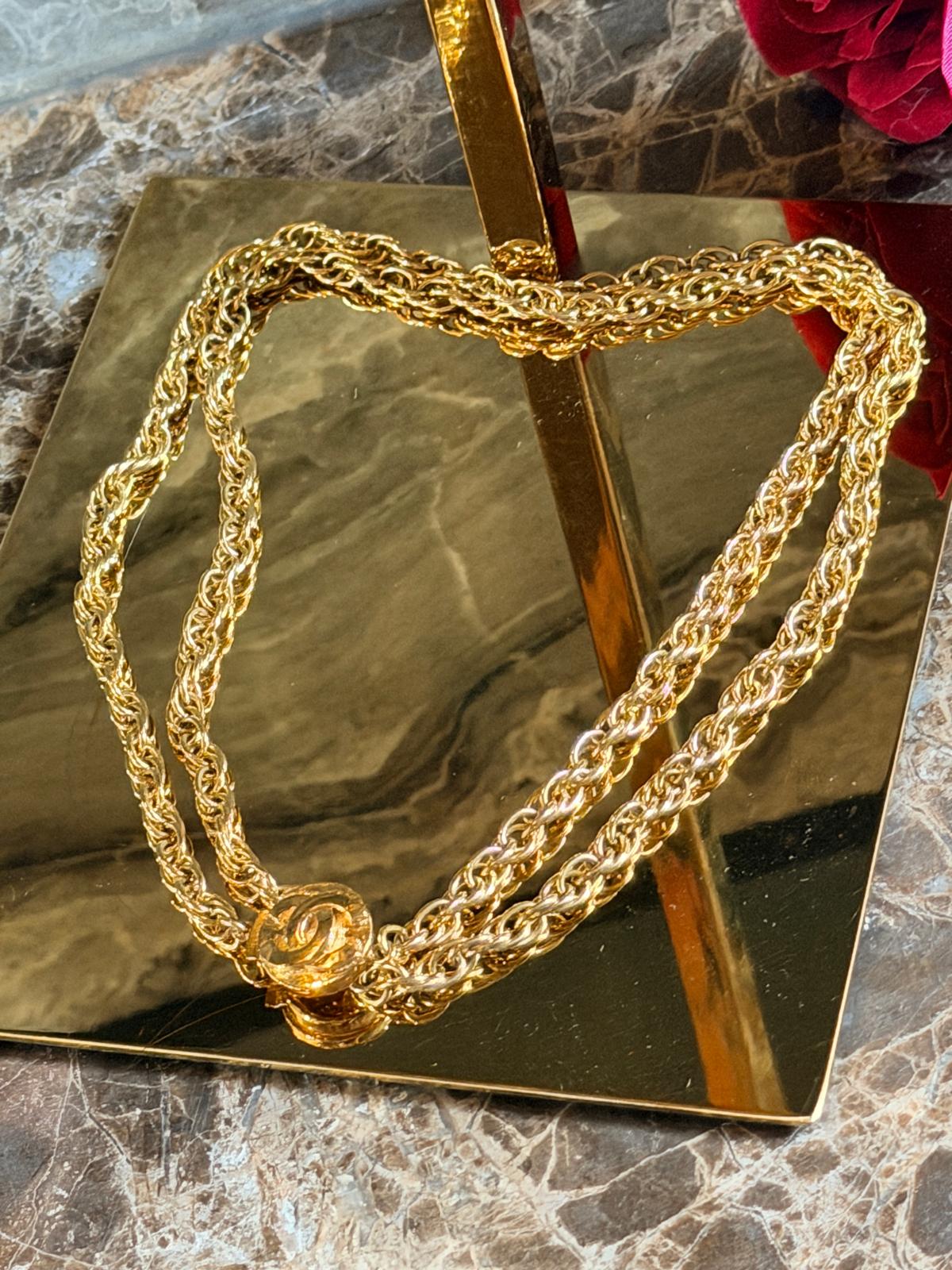 Chanel Vintage Coco Mark Long Chain/Choker Necklace