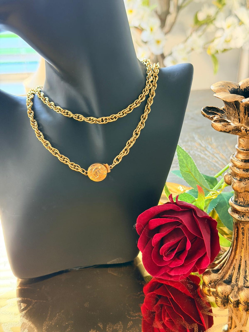 Chanel Vintage Coco Mark Long Chain/Choker Necklace