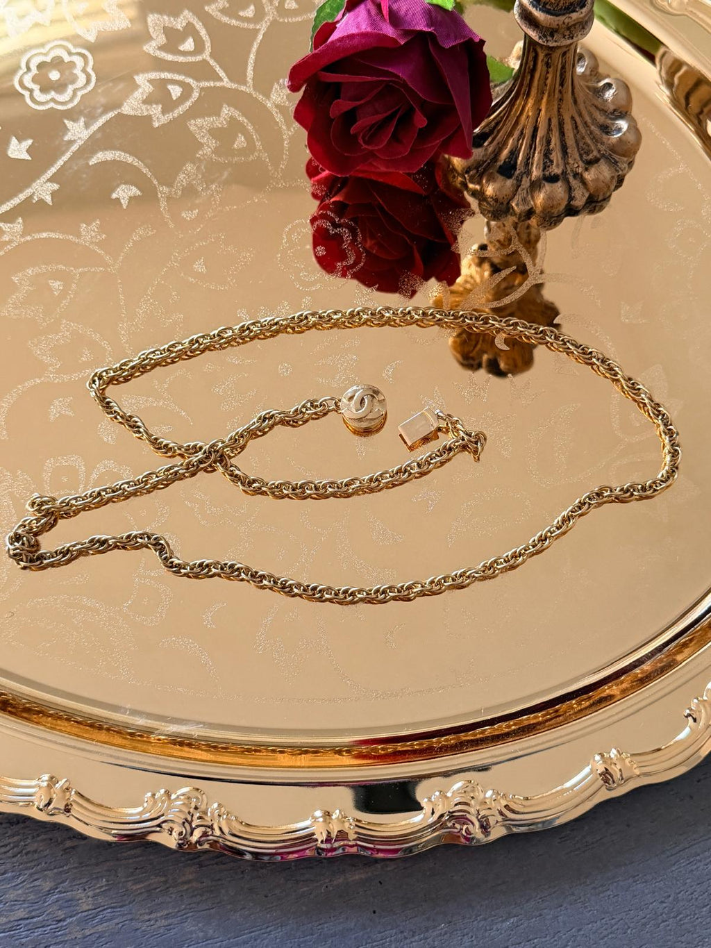 Chanel Vintage Coco Mark Long Chain/Choker Necklace