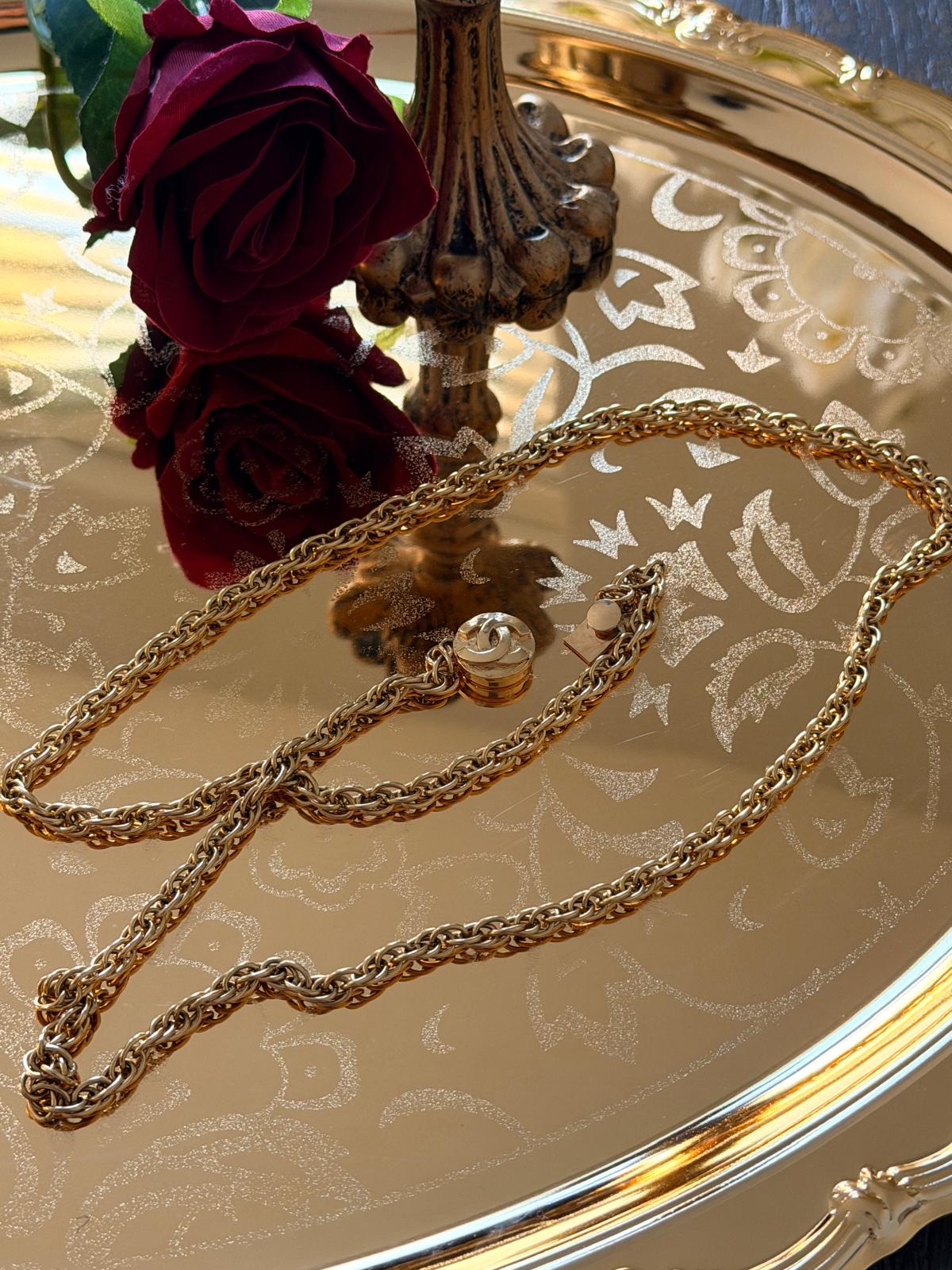 Chanel Vintage Coco Mark Long Chain/Choker Necklace
