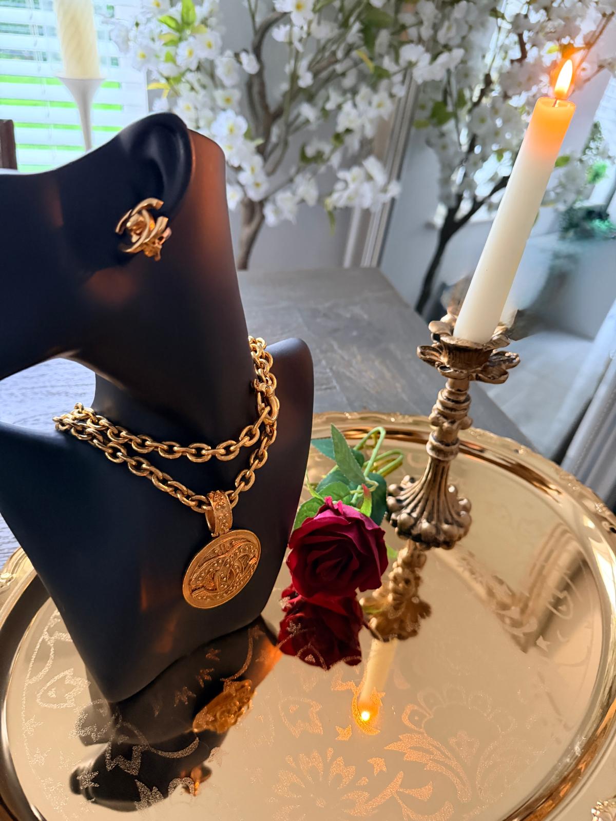 Chanel Vintage CC Turnlock Gold Earrings