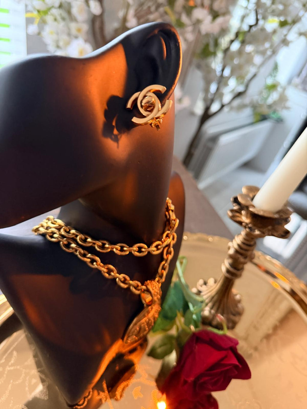 Chanel Vintage CC Turnlock Gold Earrings