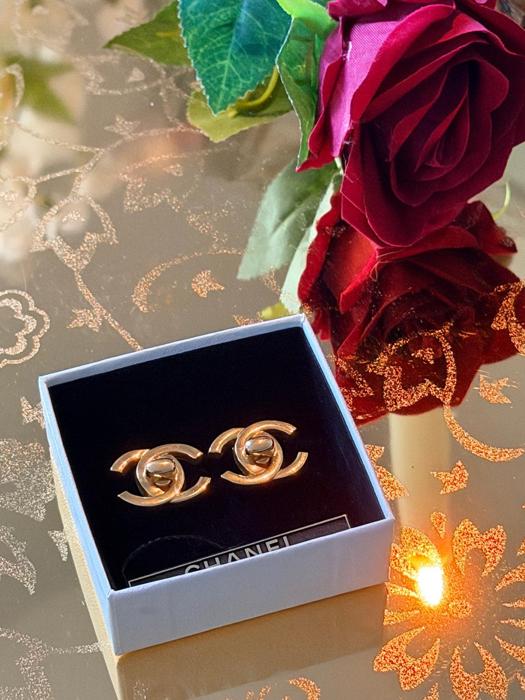 Chanel Vintage CC Turnlock Gold Earrings