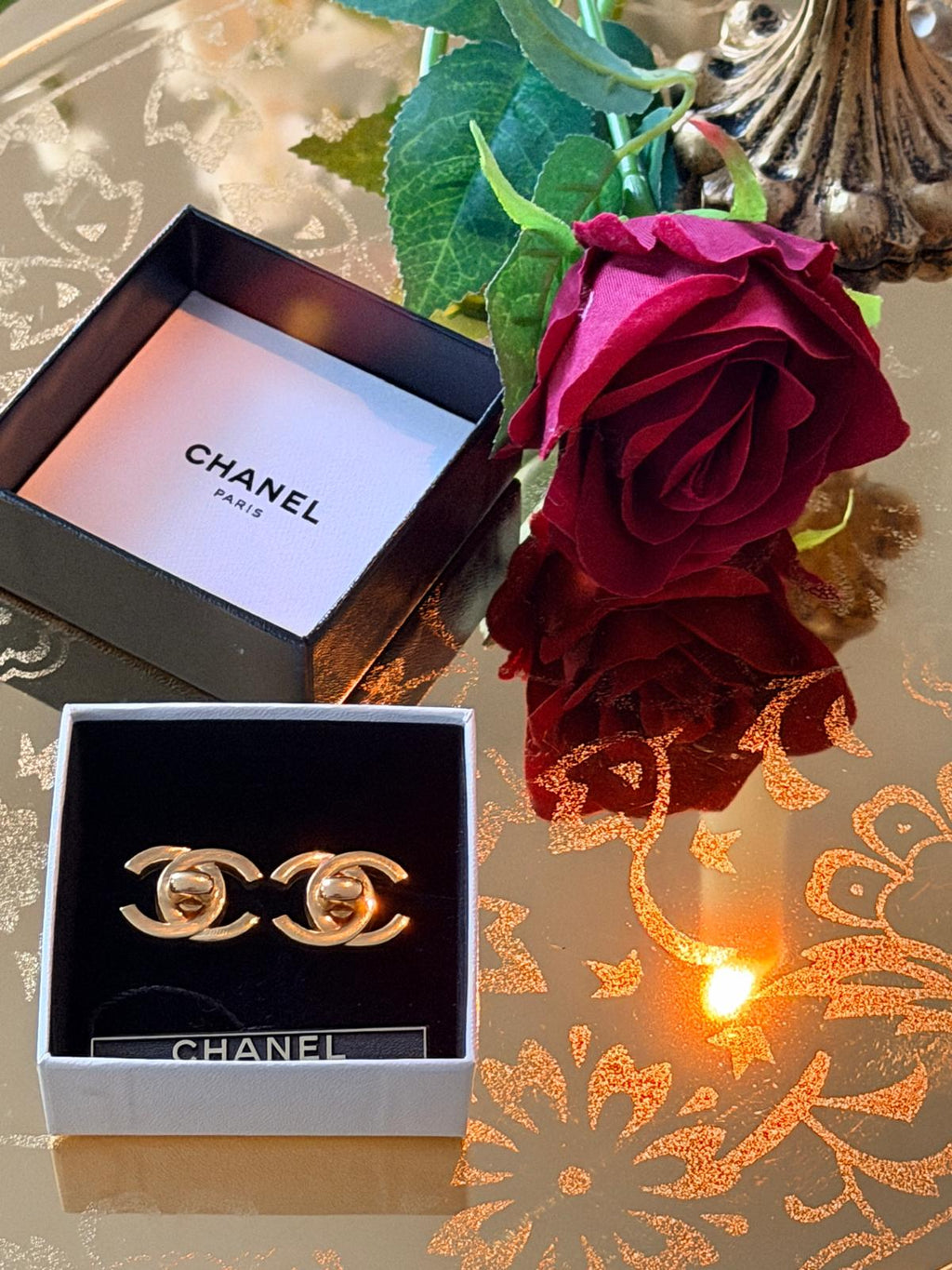 Chanel Vintage CC Turnlock Gold Earrings