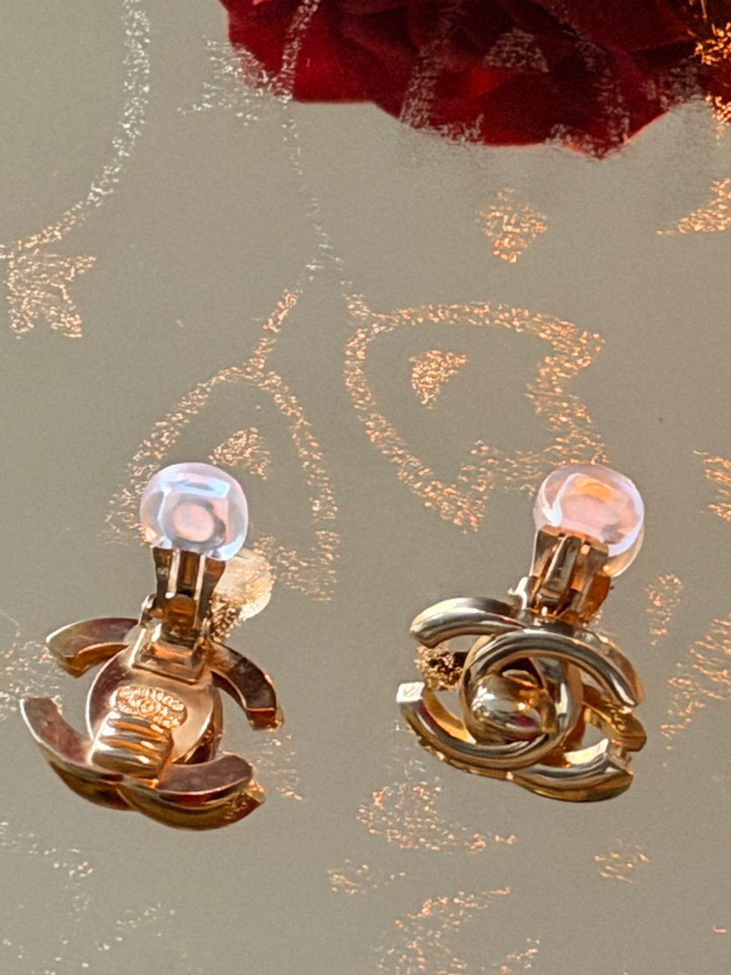 Chanel Vintage CC Turnlock Gold Earrings
