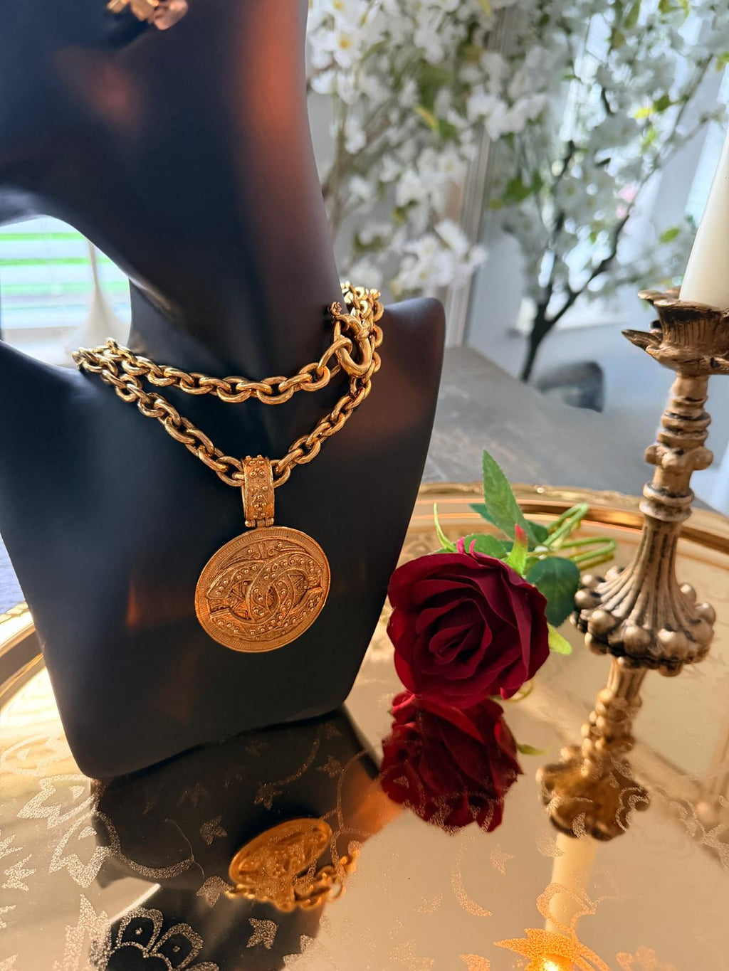 Chanel Vintage XL CC Medallion Necklace