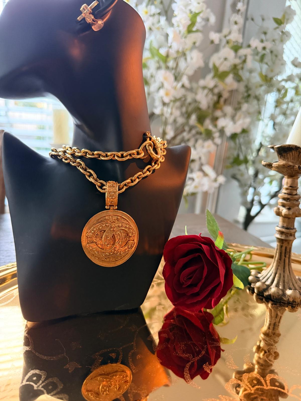 Chanel Vintage XL CC Medallion Necklace
