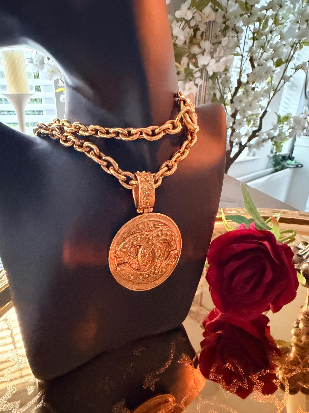 Chanel Vintage XL CC Medallion Necklace