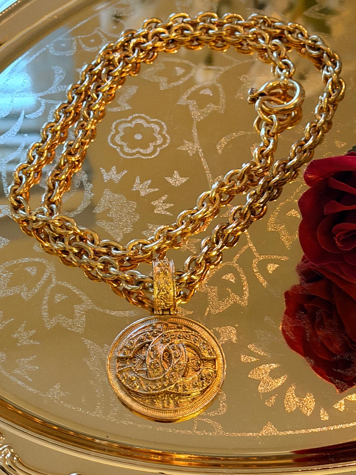 Chanel Vintage XL CC Medallion Necklace