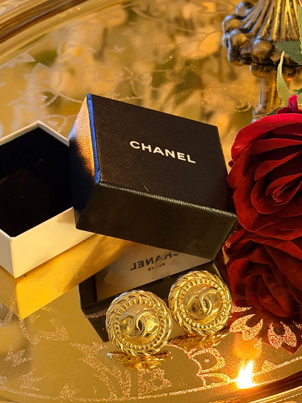 Chanel Vintage CC Circle Medallion Earrings