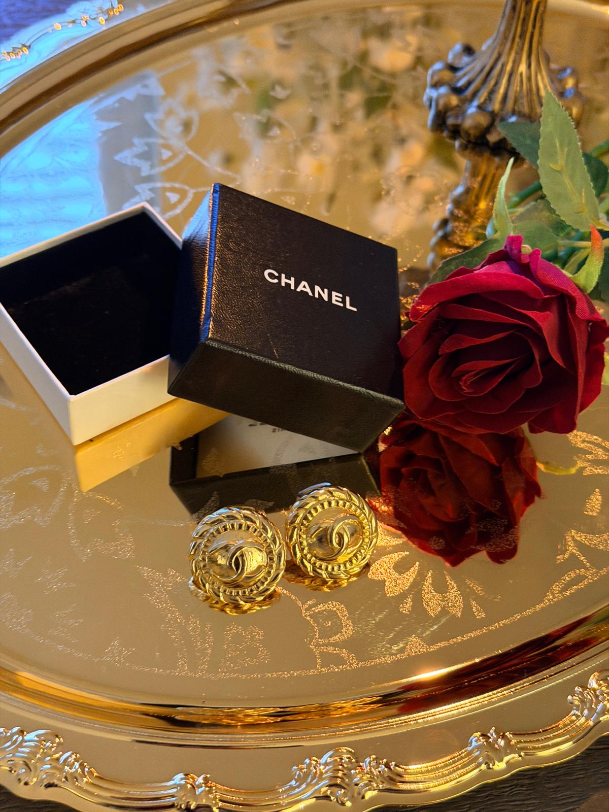 Chanel Vintage CC Circle Medallion Earrings