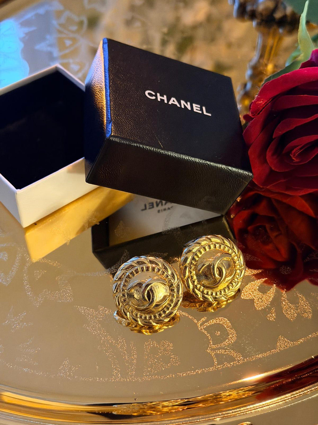 Chanel Vintage CC Circle Medallion Earrings
