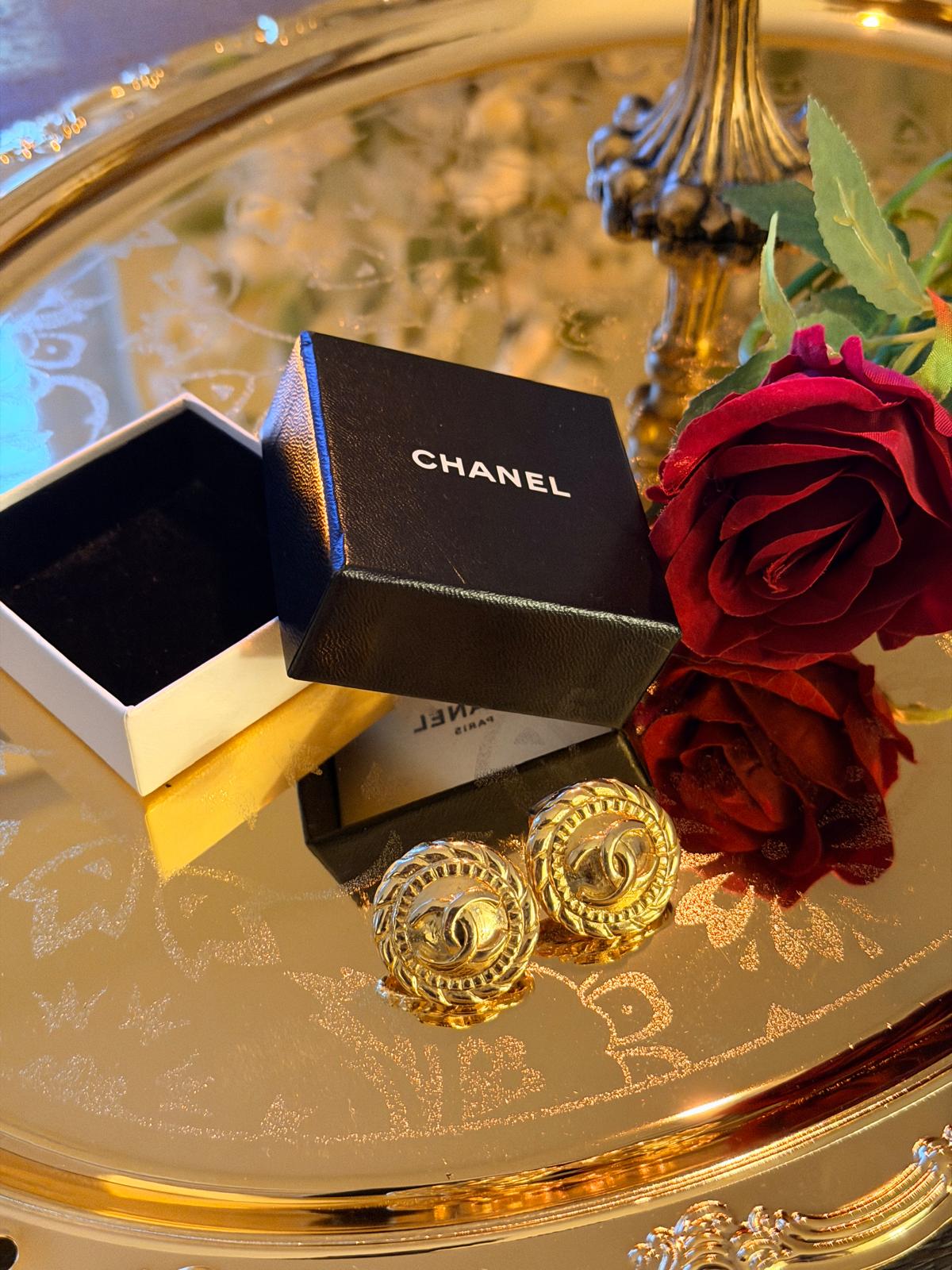 Chanel Vintage CC Circle Medallion Earrings