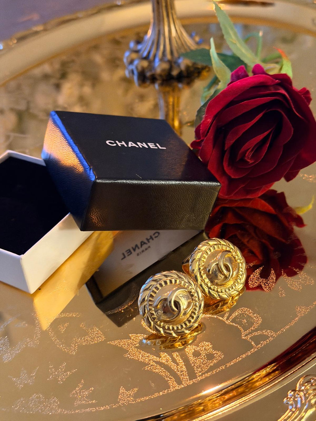 Chanel Vintage CC Circle Medallion Earrings