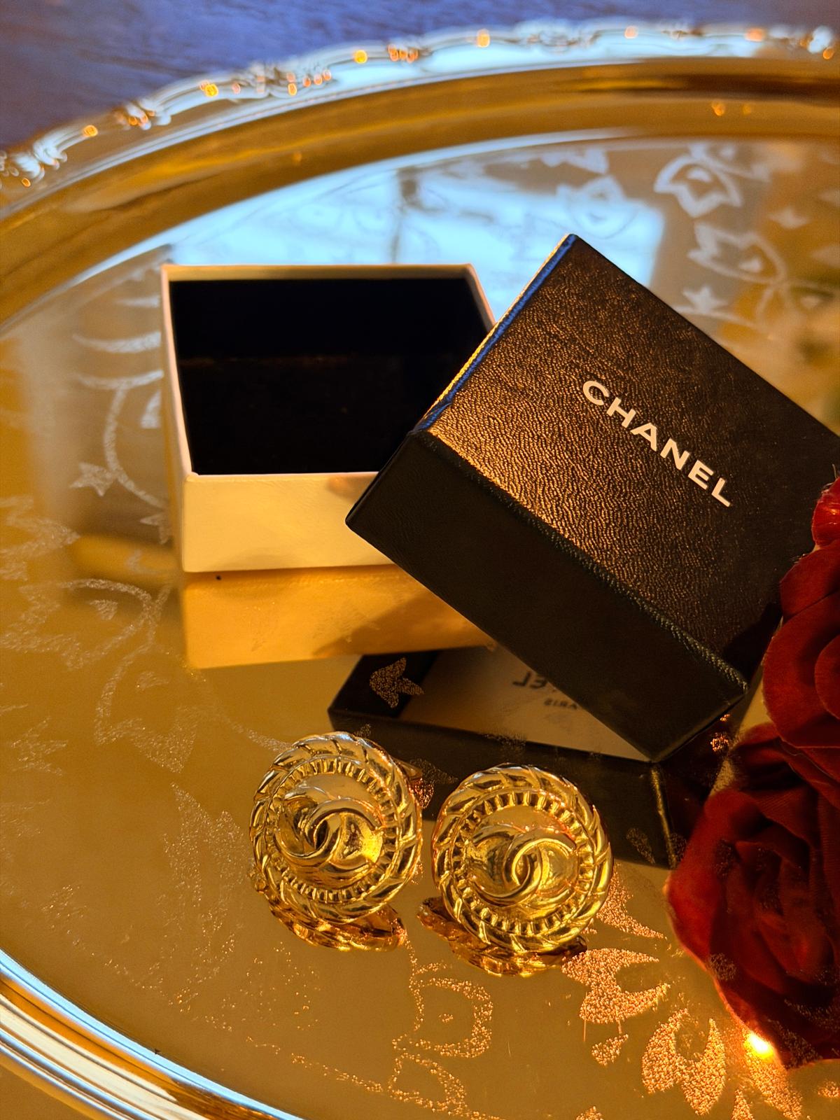 Chanel Vintage CC Circle Medallion Earrings