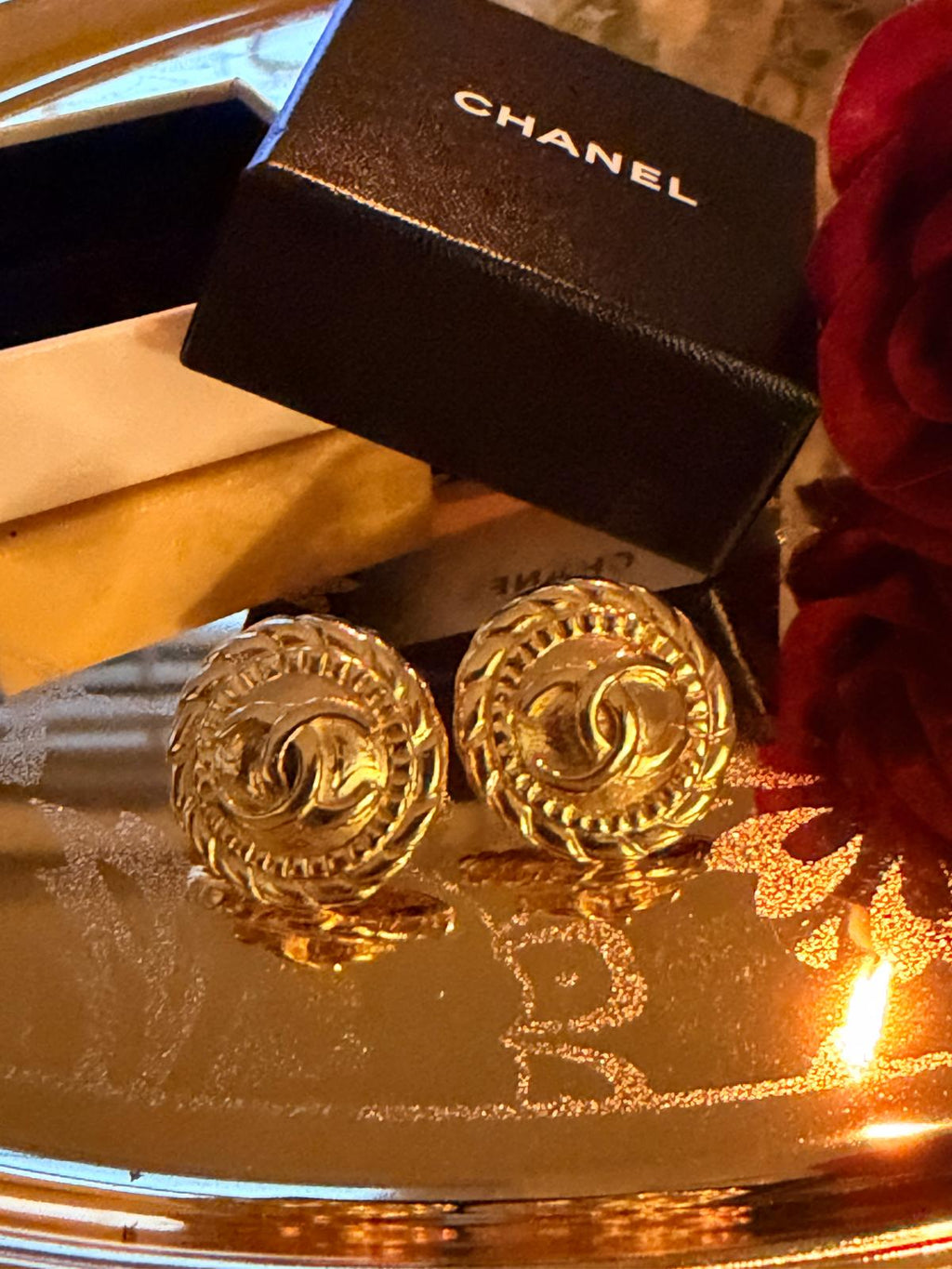 Chanel Vintage CC Circle Medallion Earrings