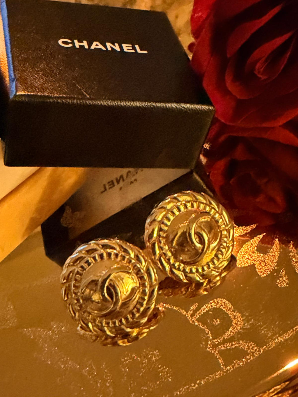 Chanel Vintage CC Circle Medallion Earrings