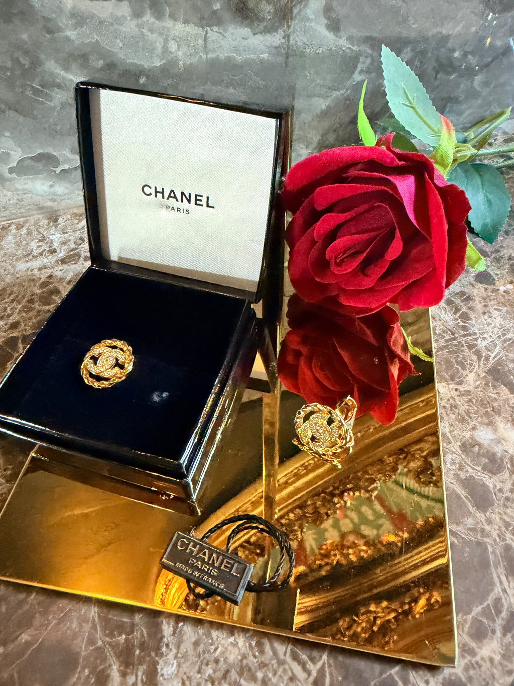 Chanel Coco Mark Rhinestone Earrings