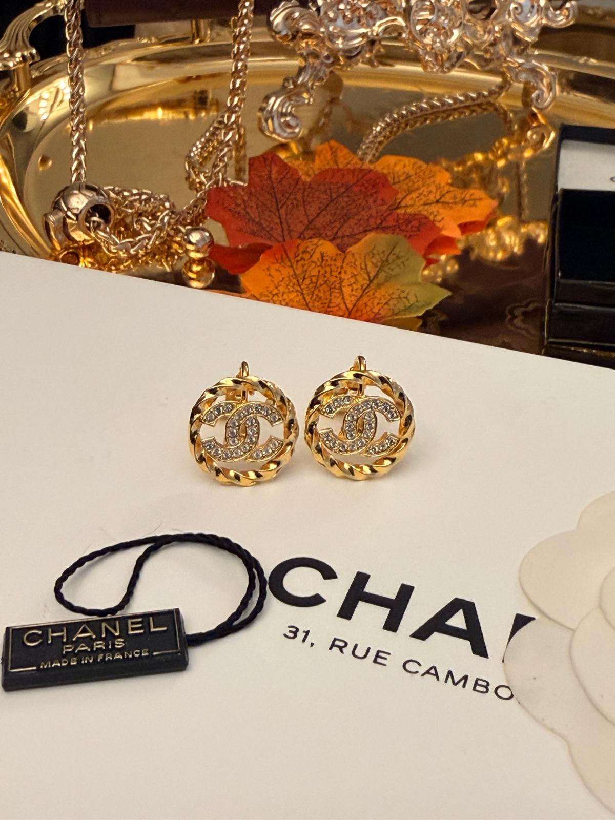 Chanel Coco Mark Rhinestone Earrings