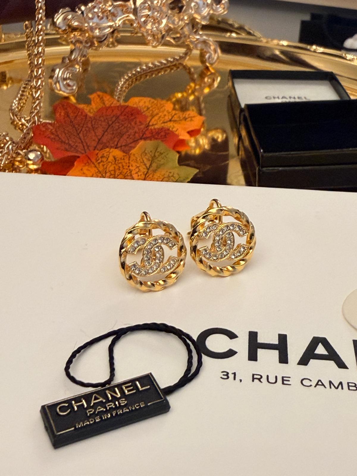 Chanel Coco Mark Rhinestone Earrings