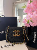 Chanel Vintage Matelasse Mini Shoulder Bag Single Flap Black Lambskin Leather 1986 - 1989
