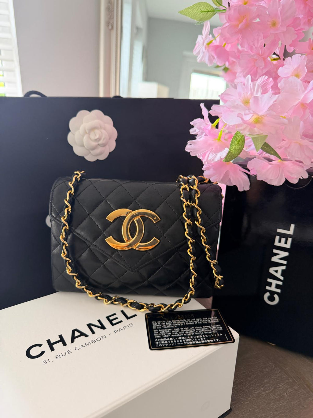Chanel Vintage Matelasse Mini Shoulder Bag Single Flap Black Lambskin Leather 1986 - 1989