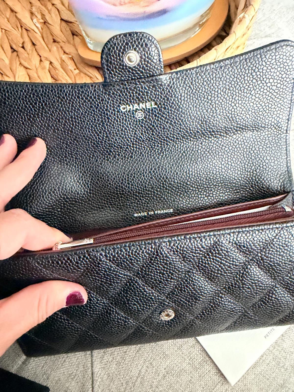 Chanel Long Wallet 2019 Black Caviar Leather Silver Hardware