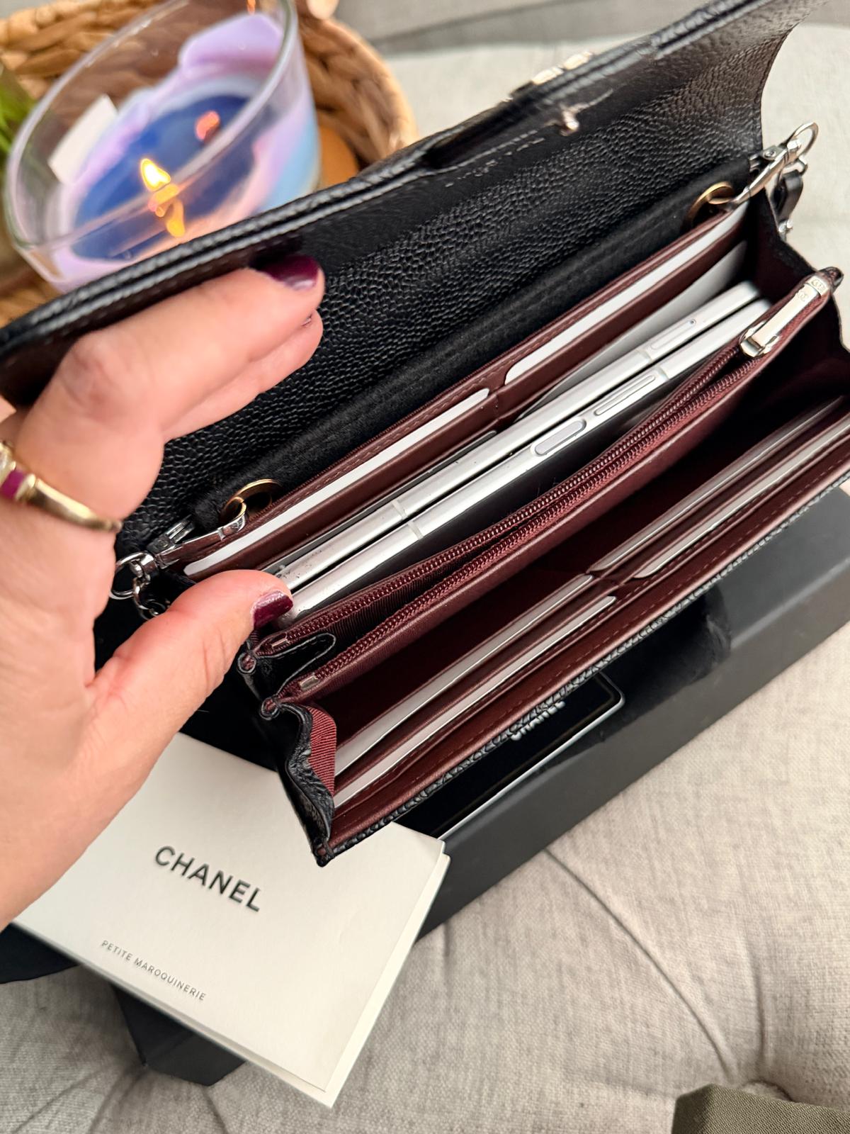 Chanel Long Wallet 2019 Black Caviar Leather Silver Hardware