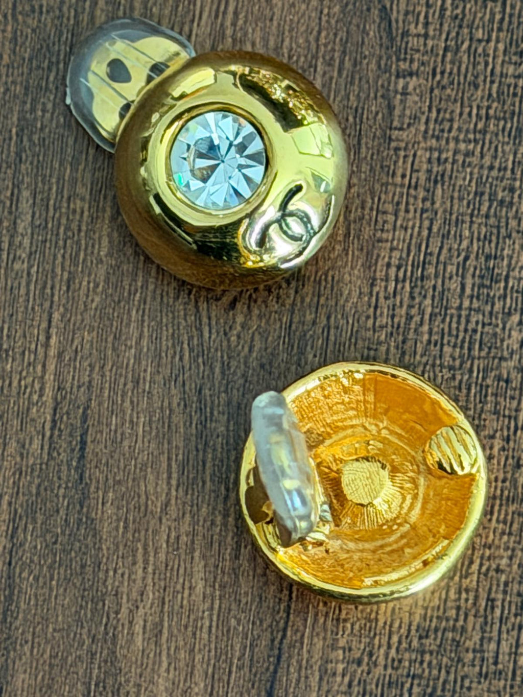 Chanel Coco Mark Gold Plated with Rhinestone Earrings