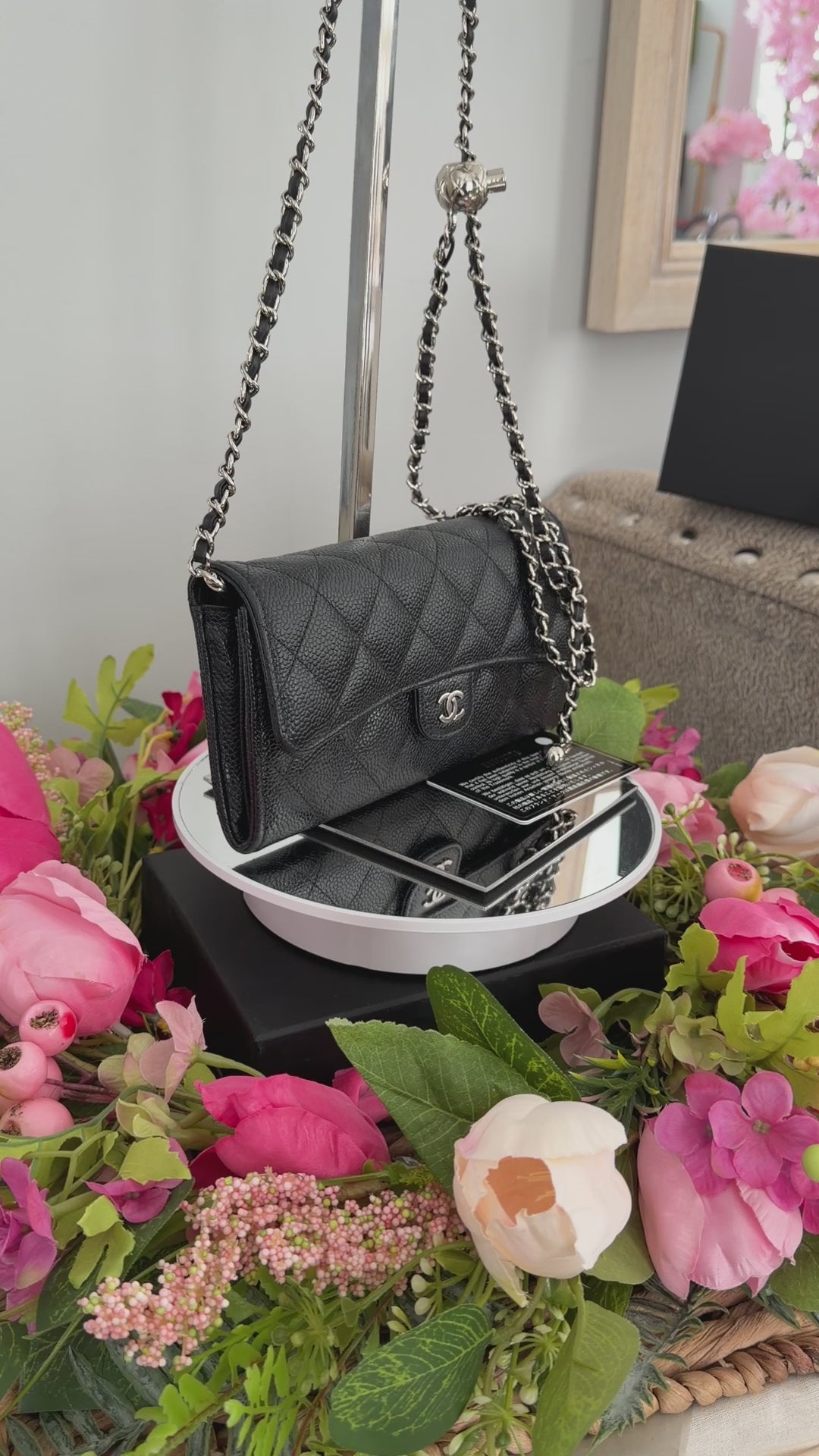 Chanel Long Wallet 2019 Black Caviar Leather Silver Hardware