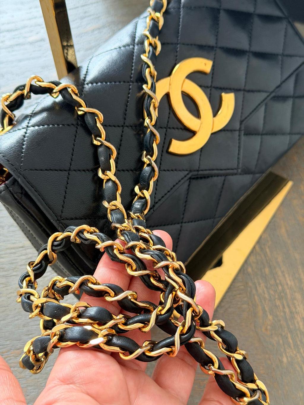 Chanel Vintage Matelasse Mini Shoulder Bag Black Lambskin Leather Single Flap 1986 - 1989