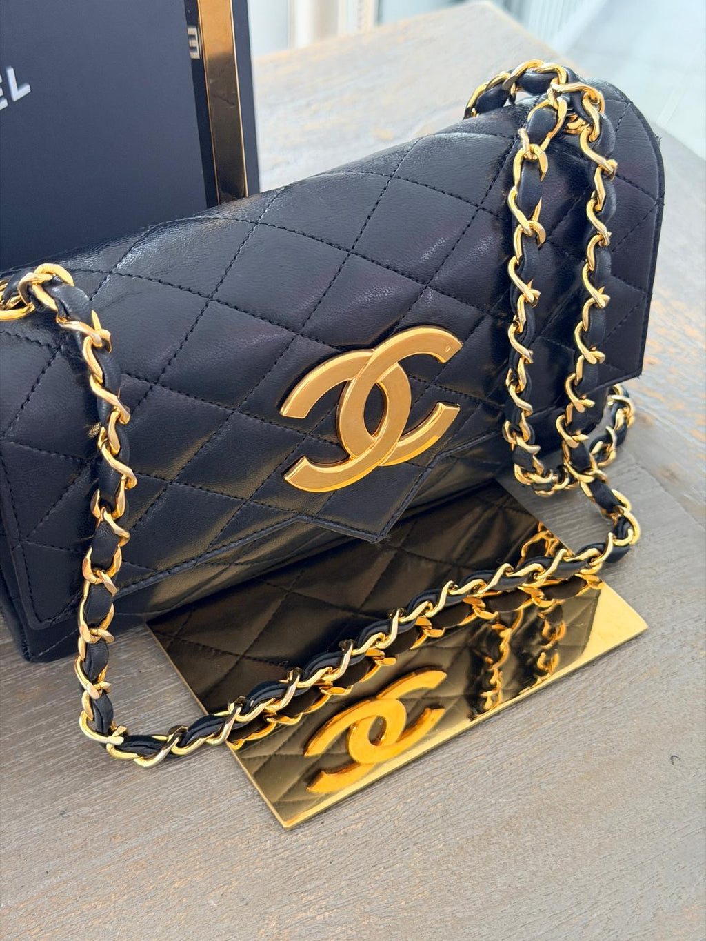 Chanel Vintage Matelasse Mini Shoulder Bag Black Lambskin Leather Single Flap 1986 - 1989