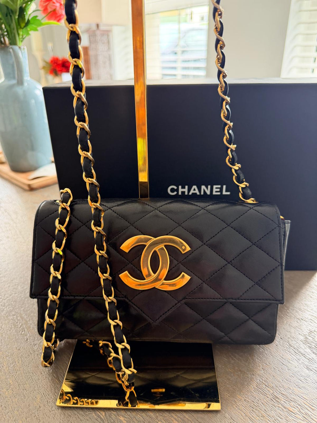 Chanel Vintage Matelasse Mini Shoulder Bag Black Lambskin Leather Single Flap 1986 - 1989