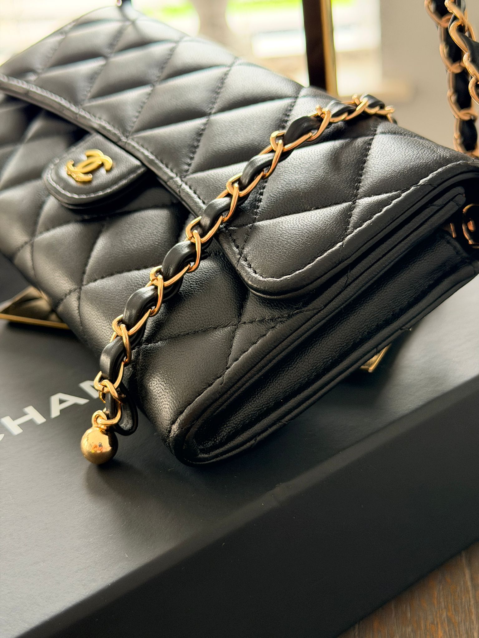 Chanel Matelassé Wallet Black Lambskin Gold Hardware (2022–2024)