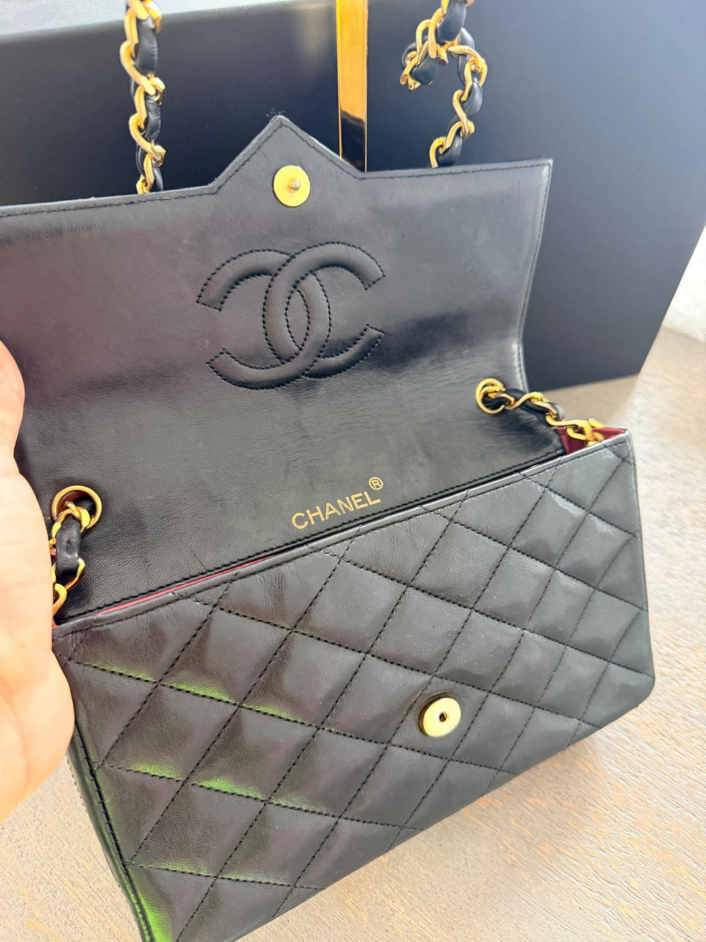 Chanel Vintage Matelasse Mini Shoulder Bag Black Lambskin Leather Single Flap 1986 - 1989
