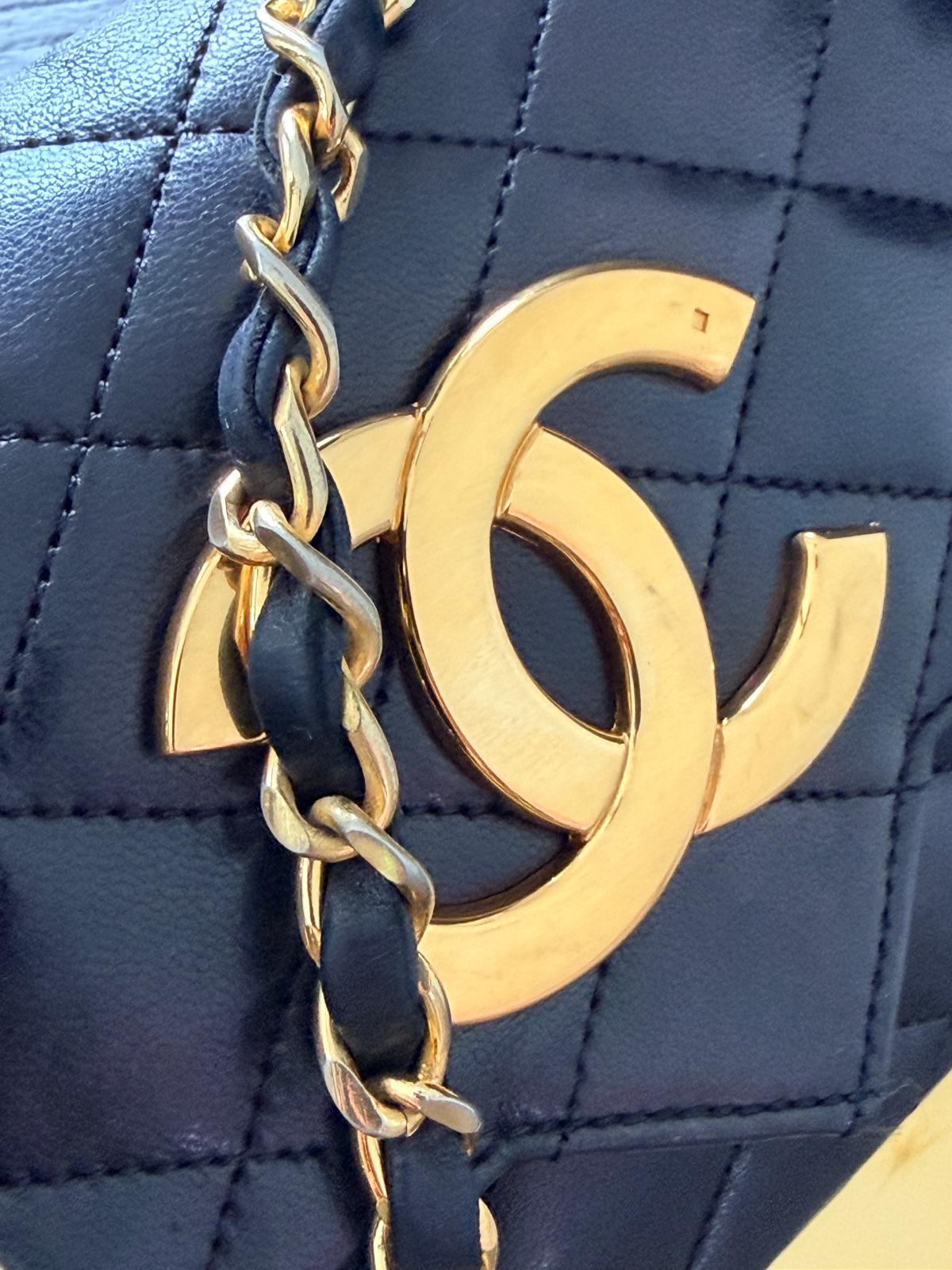 Chanel Vintage Matelasse Mini Shoulder Bag Black Lambskin Leather Single Flap 1986 - 1989