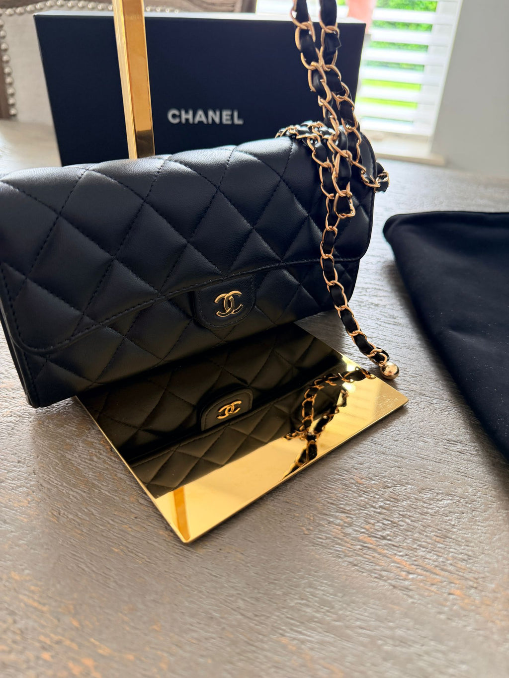 Chanel Matelassé Wallet Black Lambskin Gold Hardware (2022–2024)