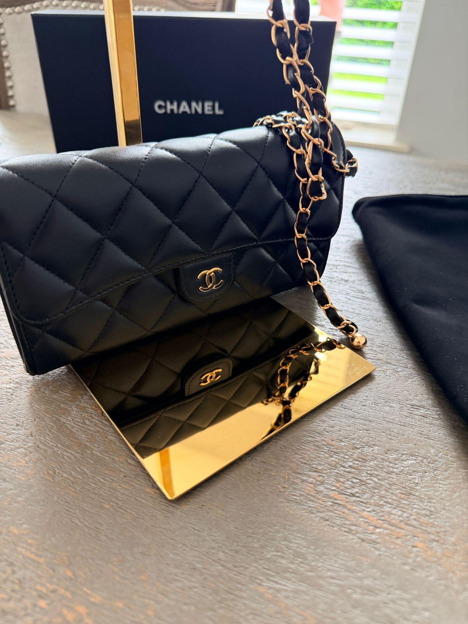 Chanel Matelassé Wallet Black Lambskin Gold Hardware (2022–2024)
