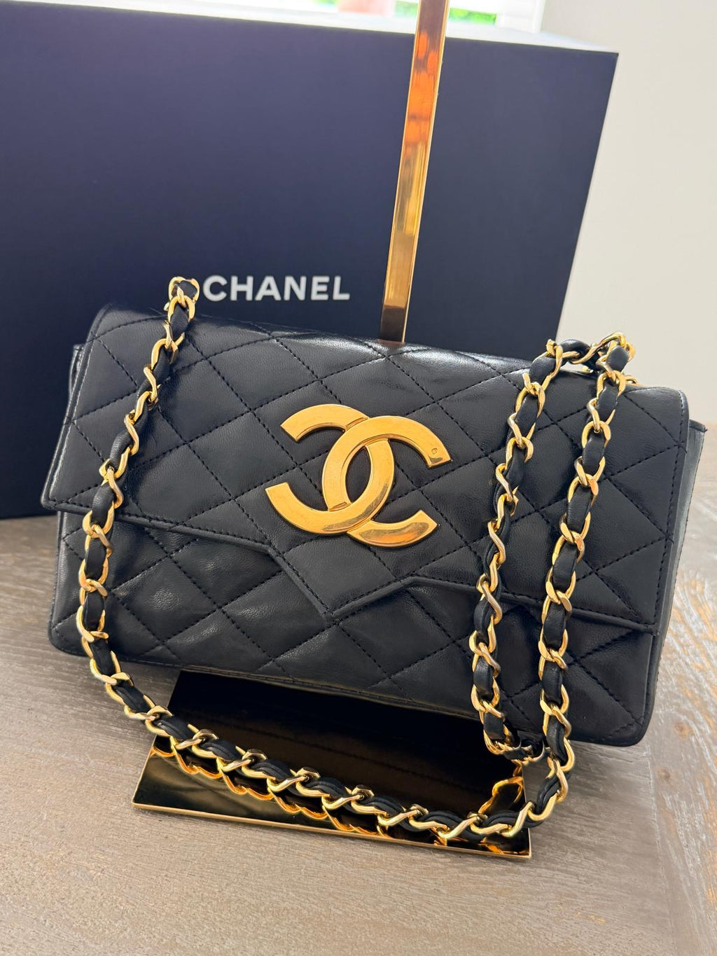 Chanel Vintage Matelasse Mini Shoulder Bag Black Lambskin Leather Single Flap 1986 - 1989
