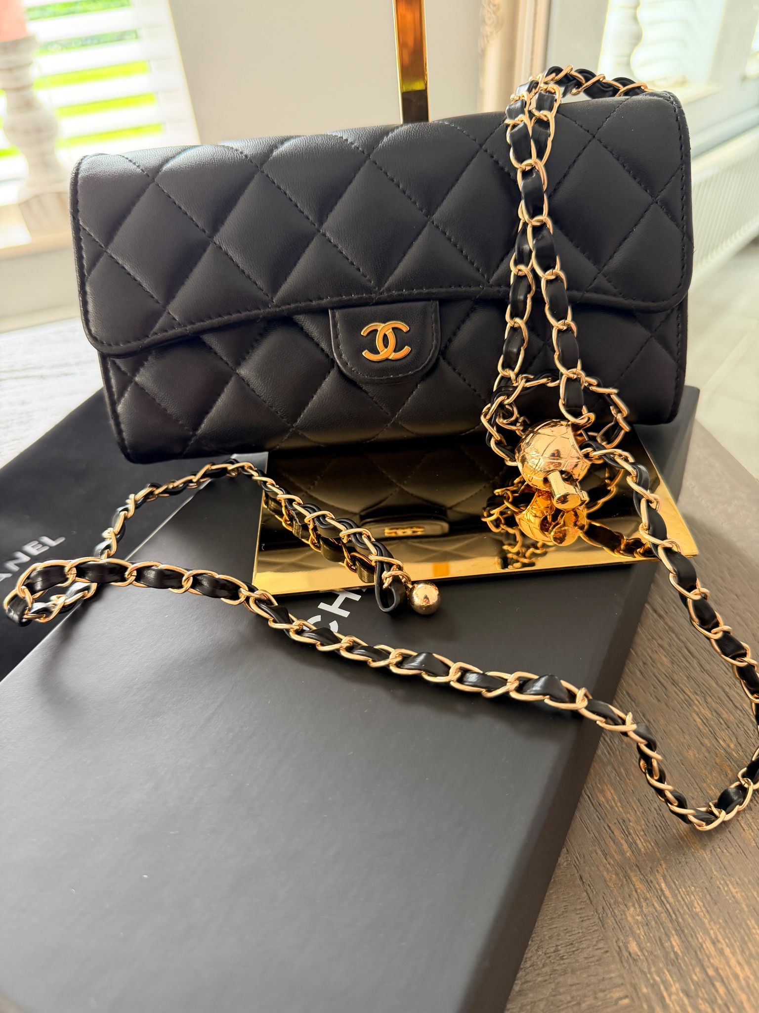 Chanel Matelassé Wallet Black Lambskin Gold Hardware (2022–2024)