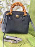 Gucci Diana Mini Bamboo Handbag Black Leather Gold Hardware