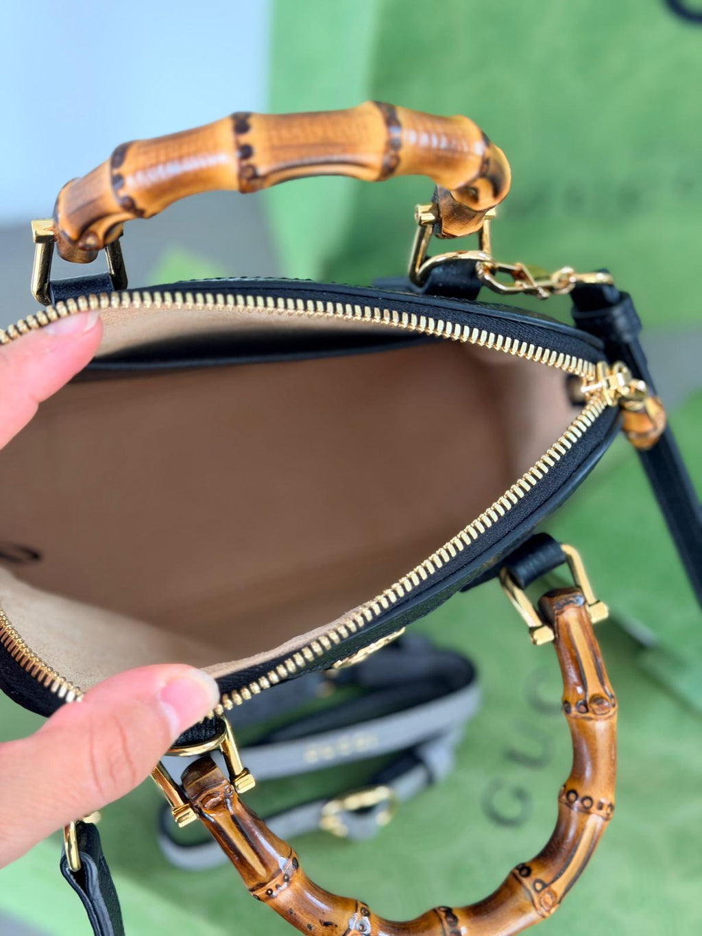 Gucci Diana Mini Bamboo Handbag Black Leather Gold Hardware