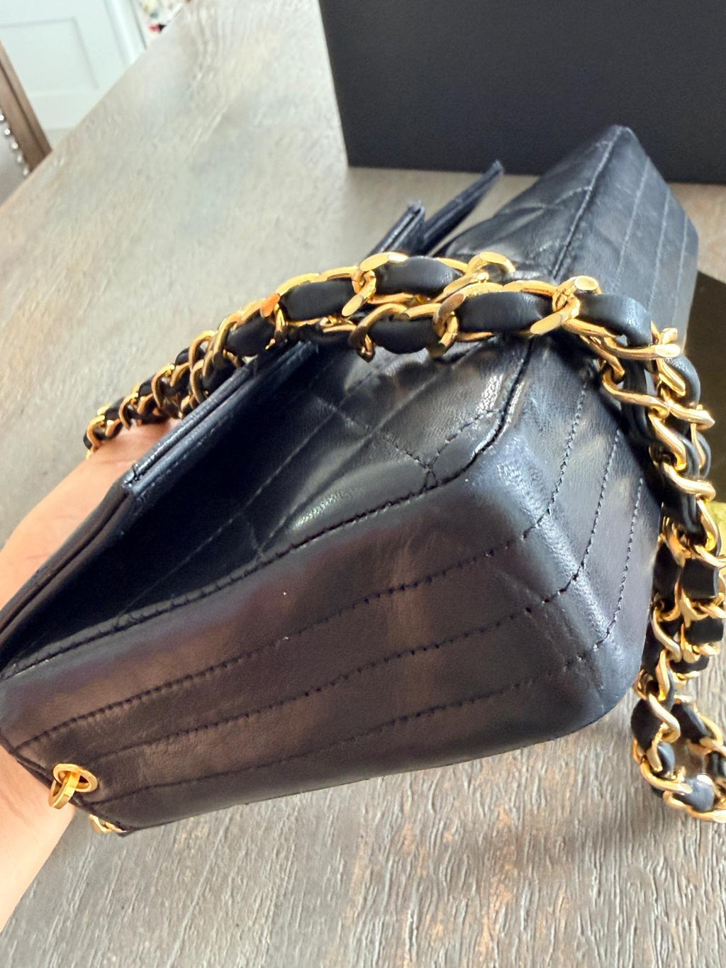 Chanel Vintage Matelasse Mini Shoulder Bag Black Lambskin Leather Single Flap 1986 - 1989