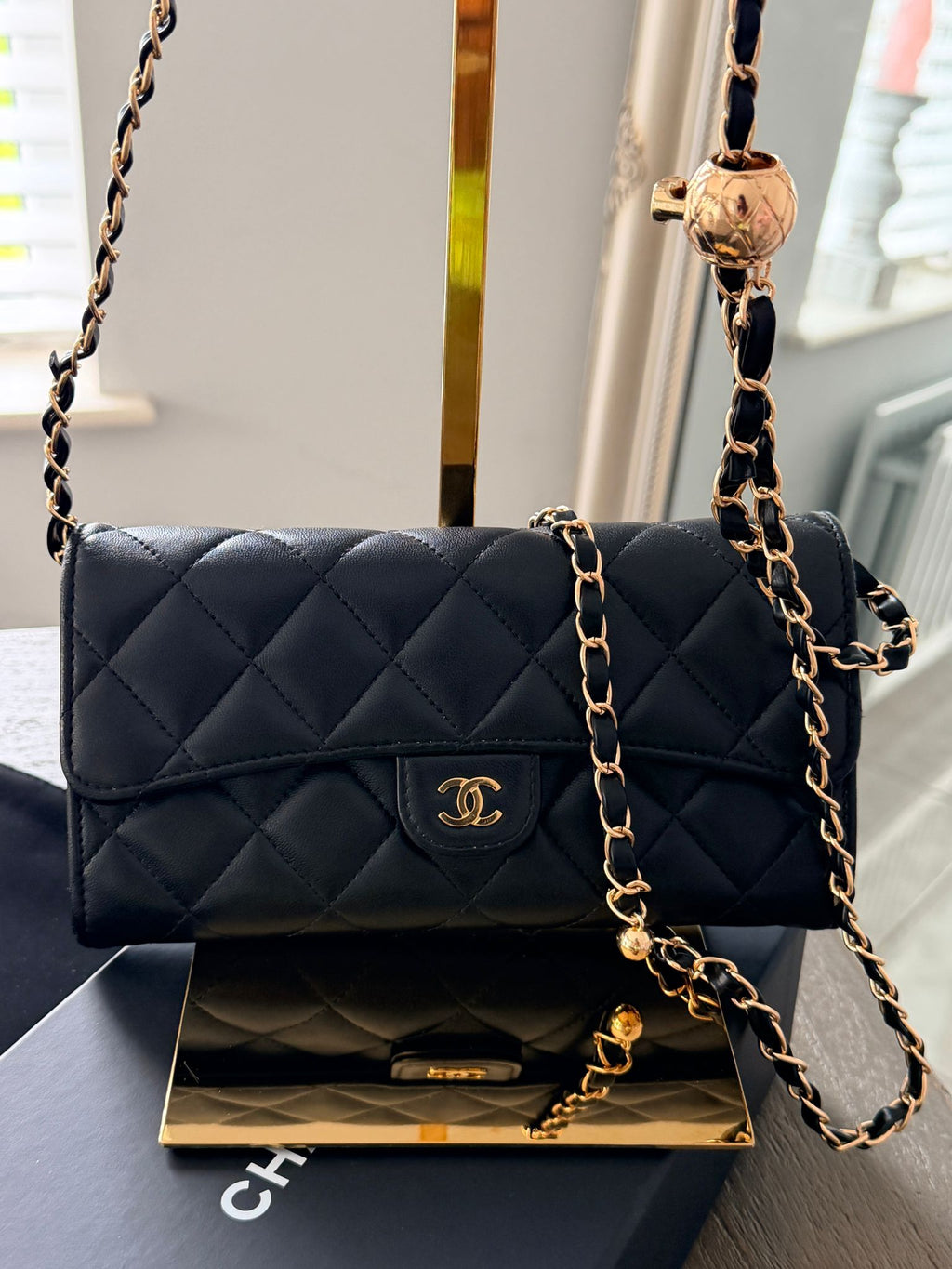 Chanel Matelassé Wallet Black Lambskin Gold Hardware (2022–2024)