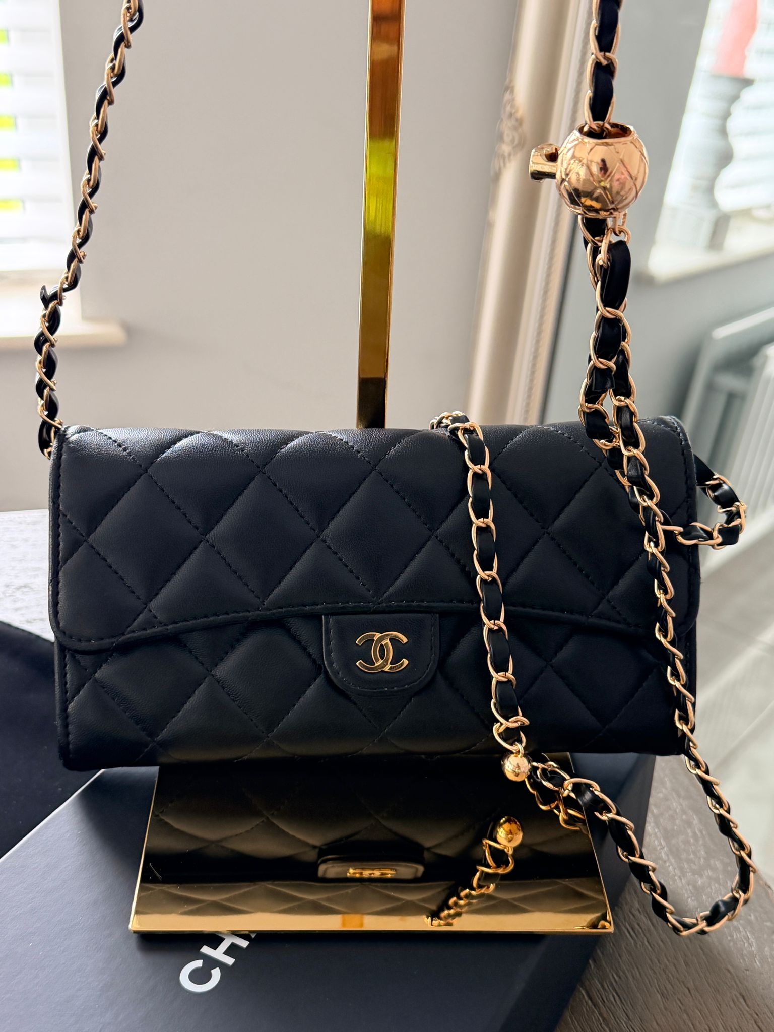 Chanel Matelassé Wallet Black Lambskin Gold Hardware (2022–2024)